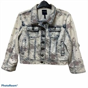 Highway Jeans Floral Acid Washed Cropped Jacket